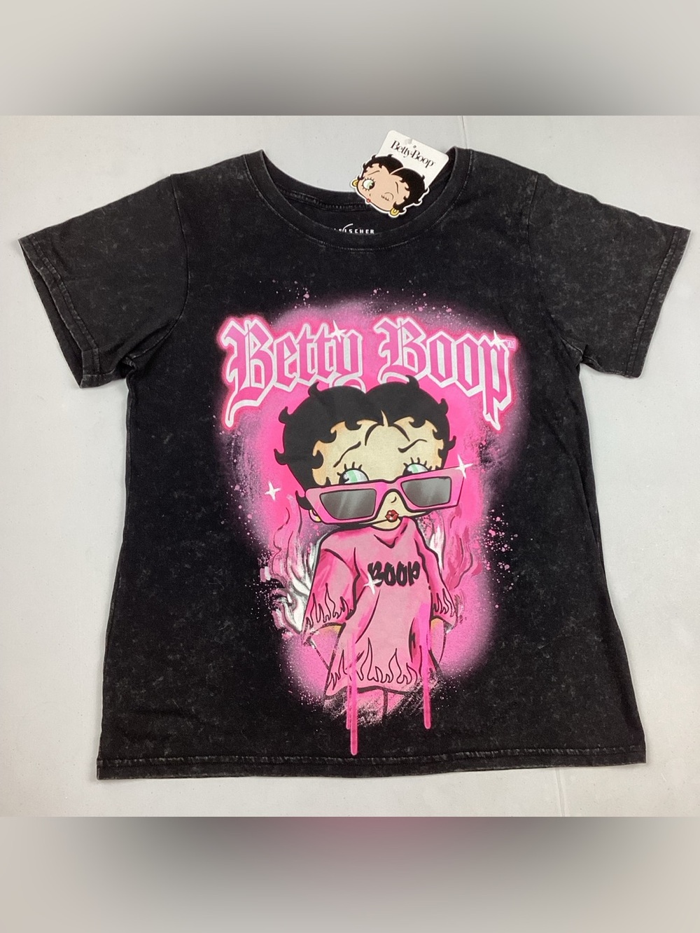 Betty Boop Graphic Acid Wash Tee T-Shirt By Fleischer Studios NEW Size 1X